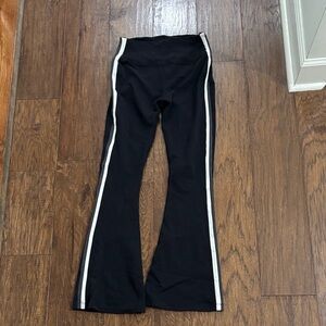 Splits 59 black flare leggings with white/grey stripes